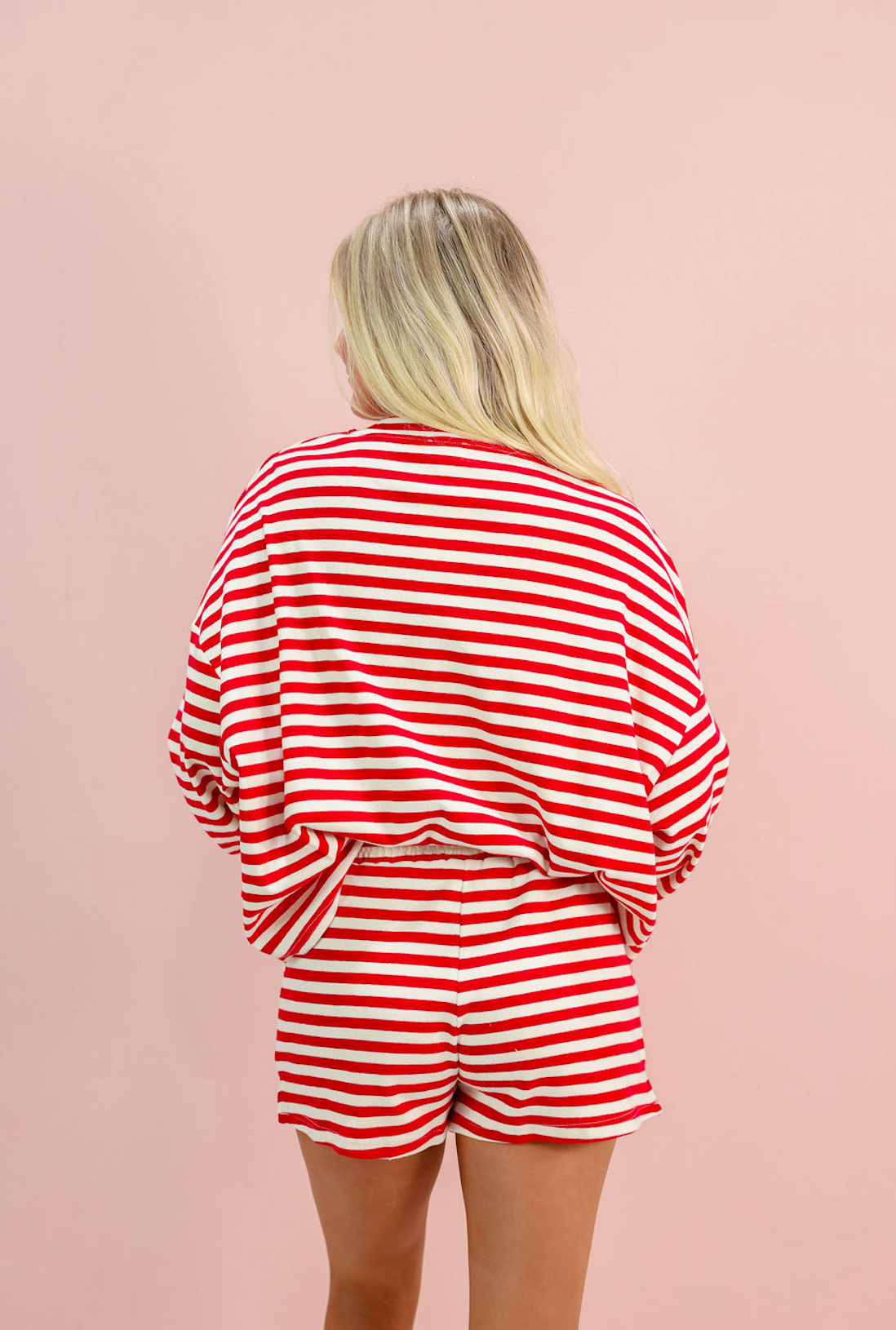 Red Striped Pullover & Shorts Set Of 2 - Clothe Boutique