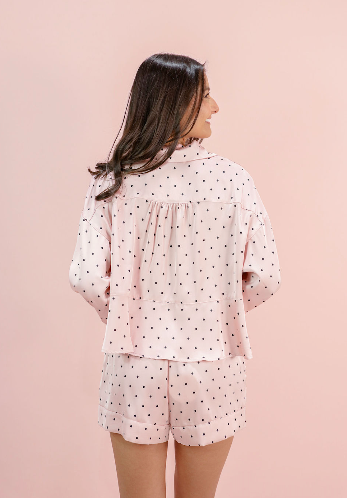 Pink Satin Polka Dot Pajamas Set of 2 - Clothe Boutique