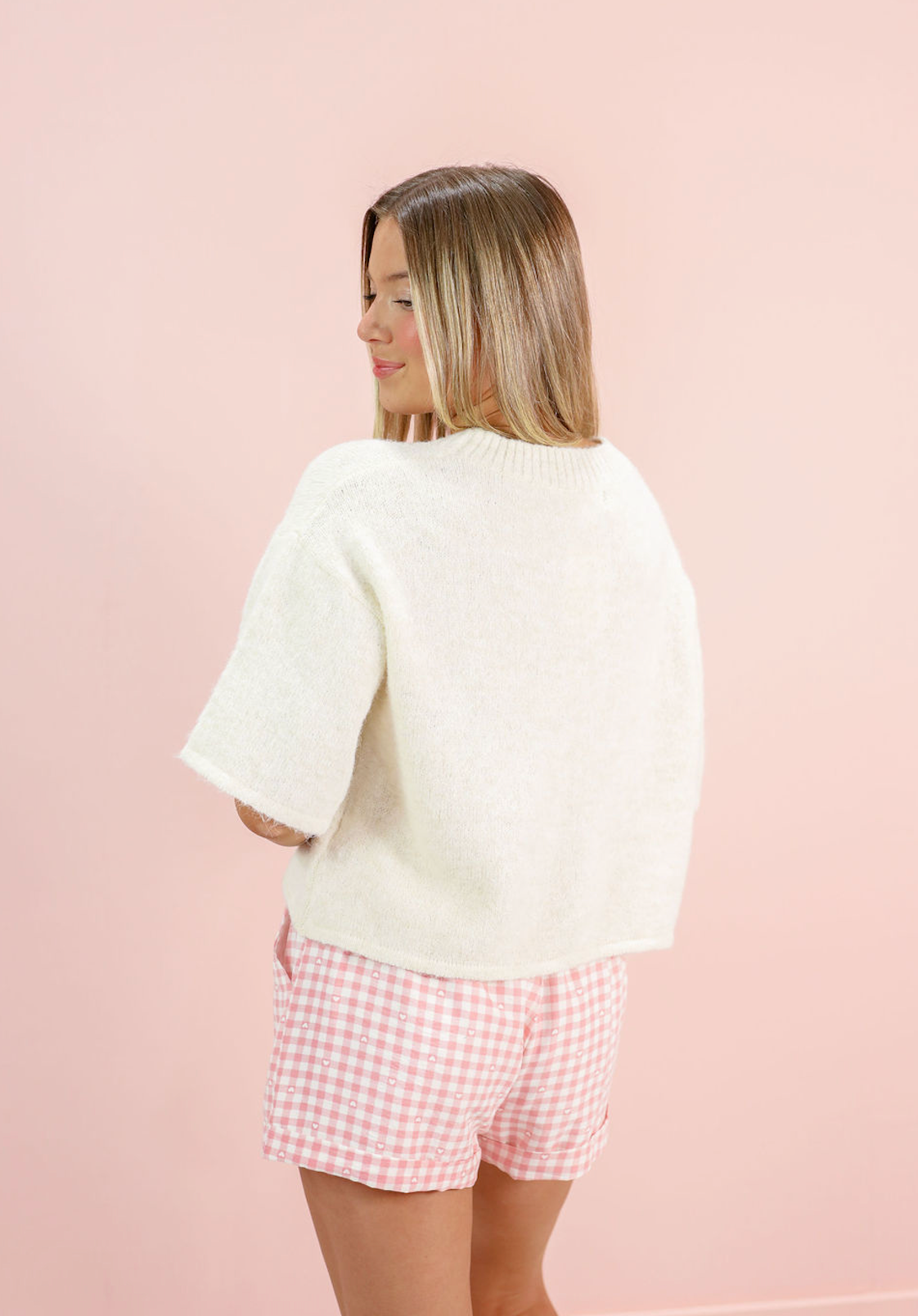 Heart Gingham Boxer Shorts Pink - Clothe Boutique