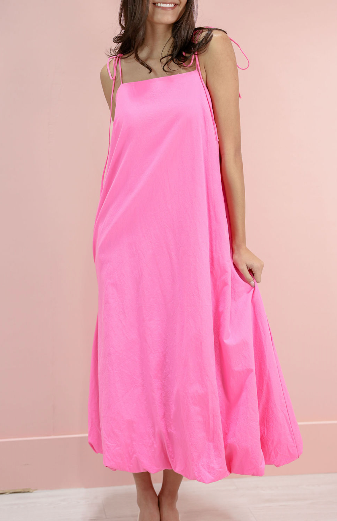 Bubble Hem Midi Dress Pink - Clothe Boutique