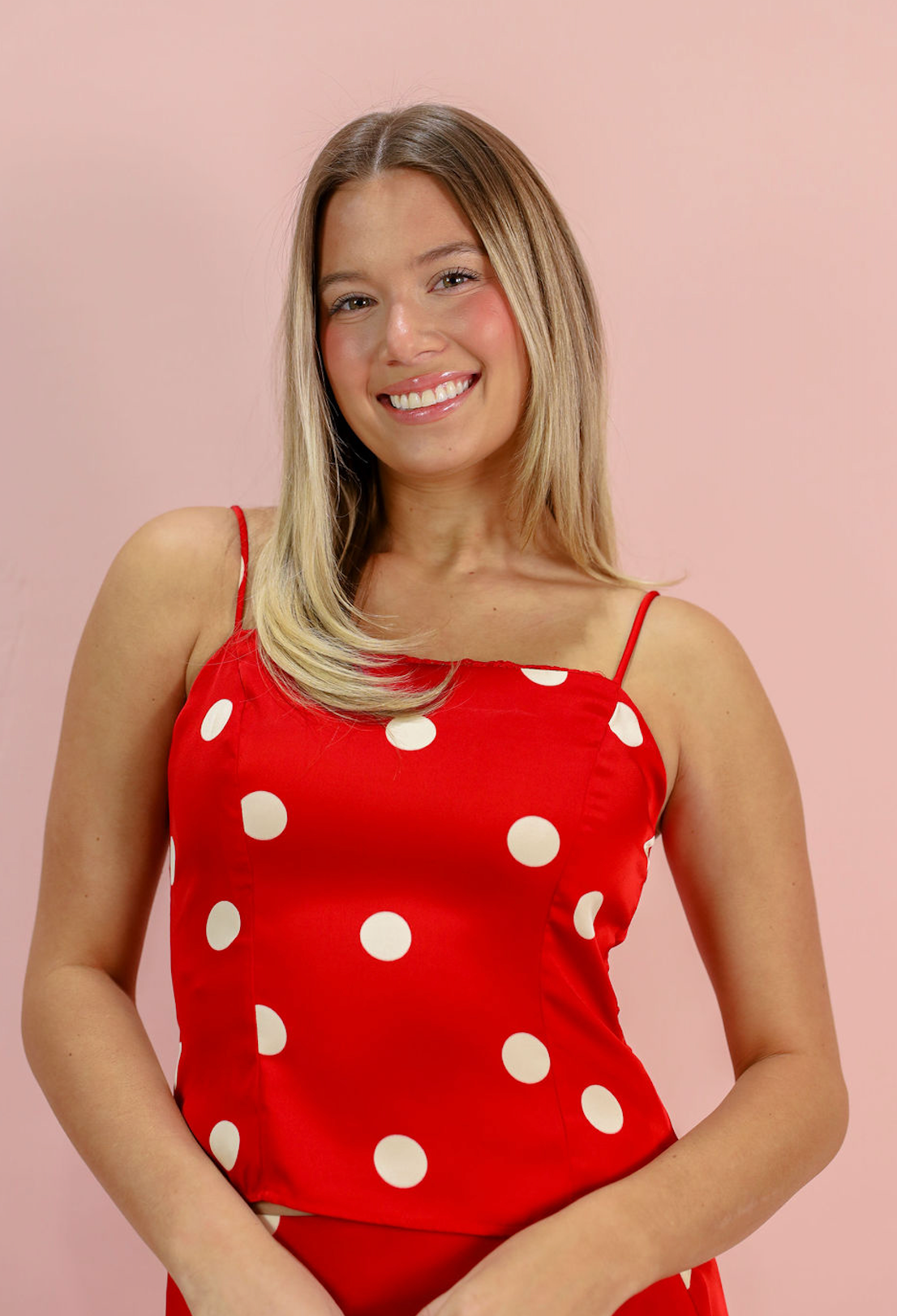 Cherry Polka Dot Satin Cami Top - Clothe Boutique