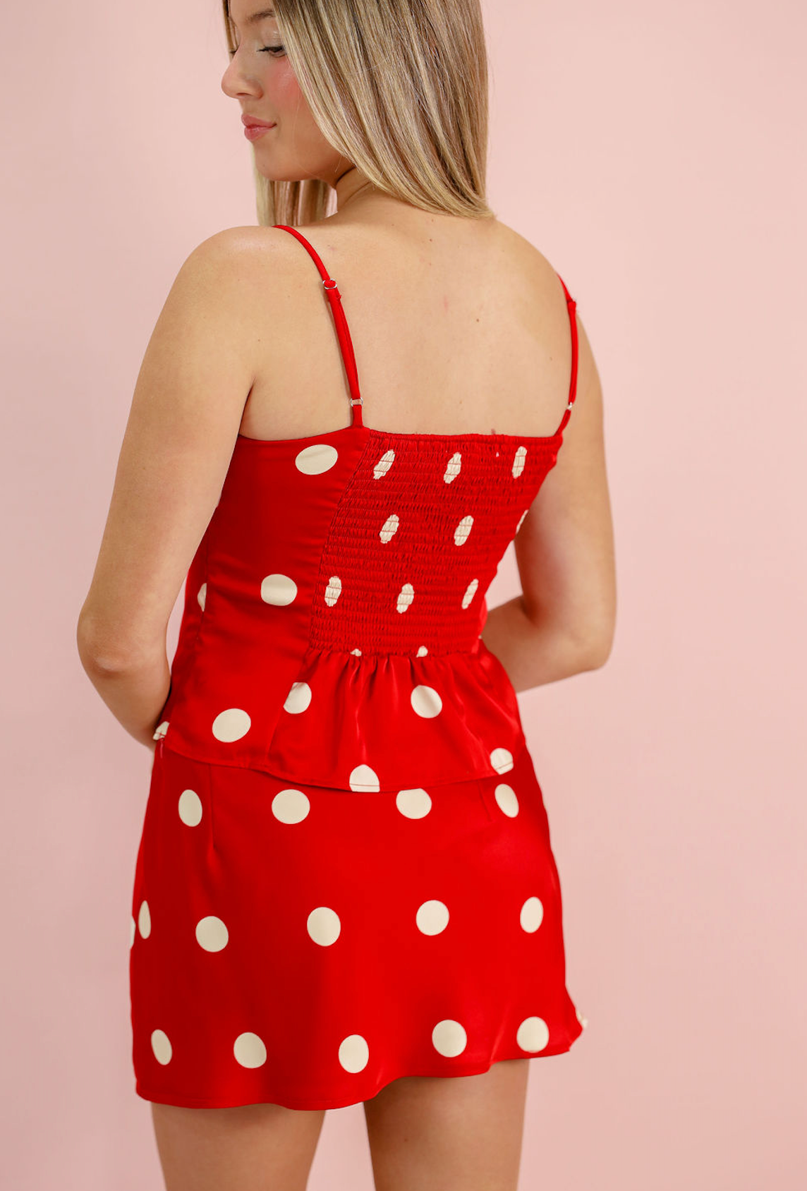 Cherry Polka Dot Satin Cami Top - Clothe Boutique
