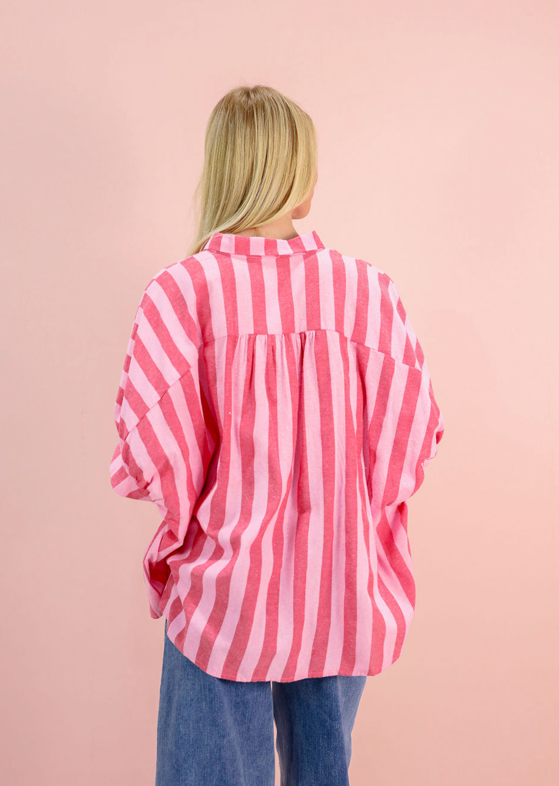 Red/Pink Striped Oversized Button-Down - Clothe Boutique