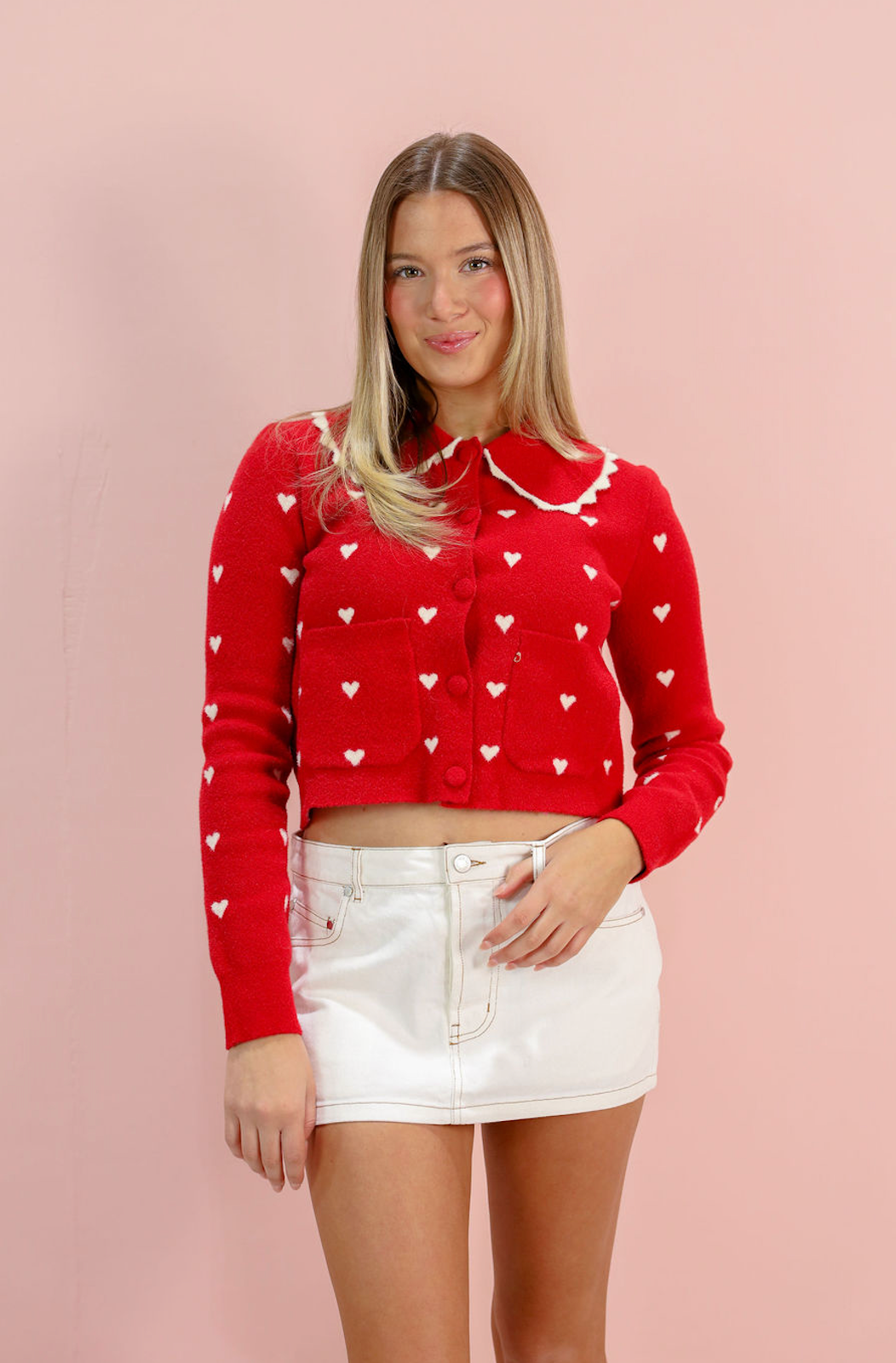 Heart Scallop Collared Sweater - Clothe Boutique