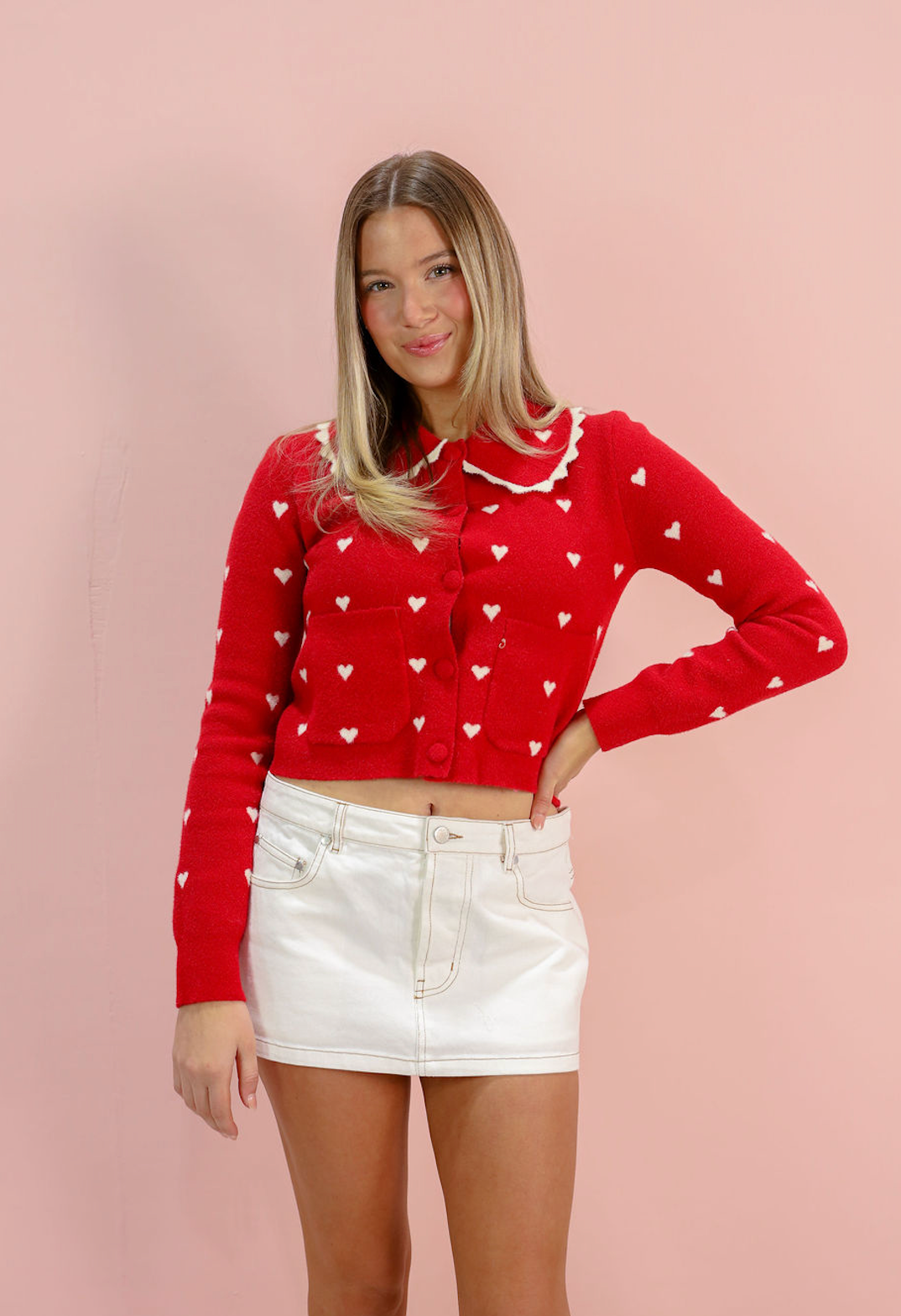 Heart Scallop Collared Sweater - Clothe Boutique