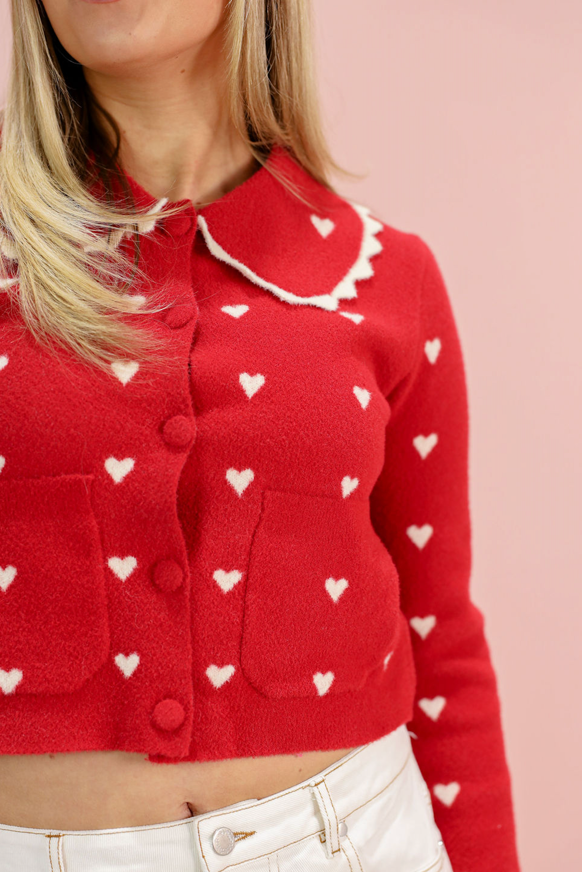 Heart Scallop Collared Sweater - Clothe Boutique
