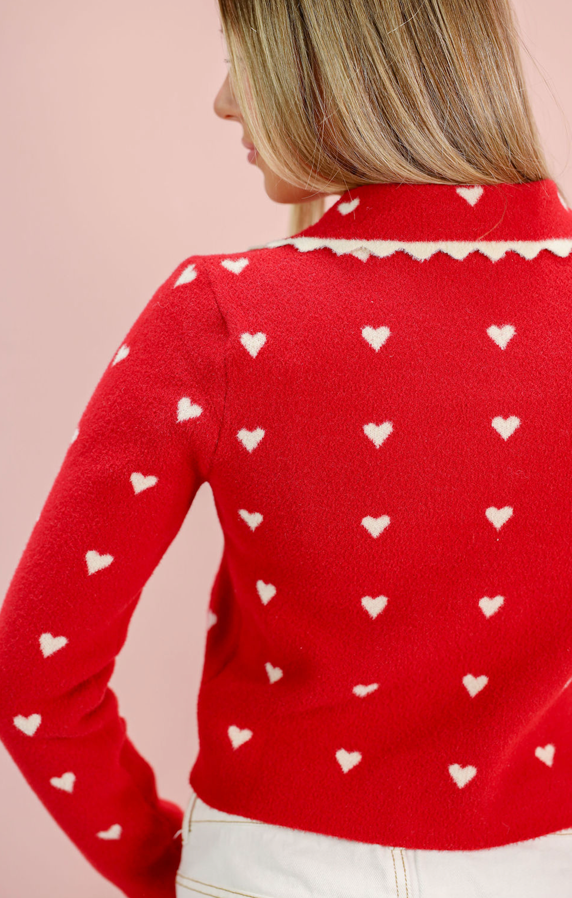 Heart Scallop Collared Sweater - Clothe Boutique