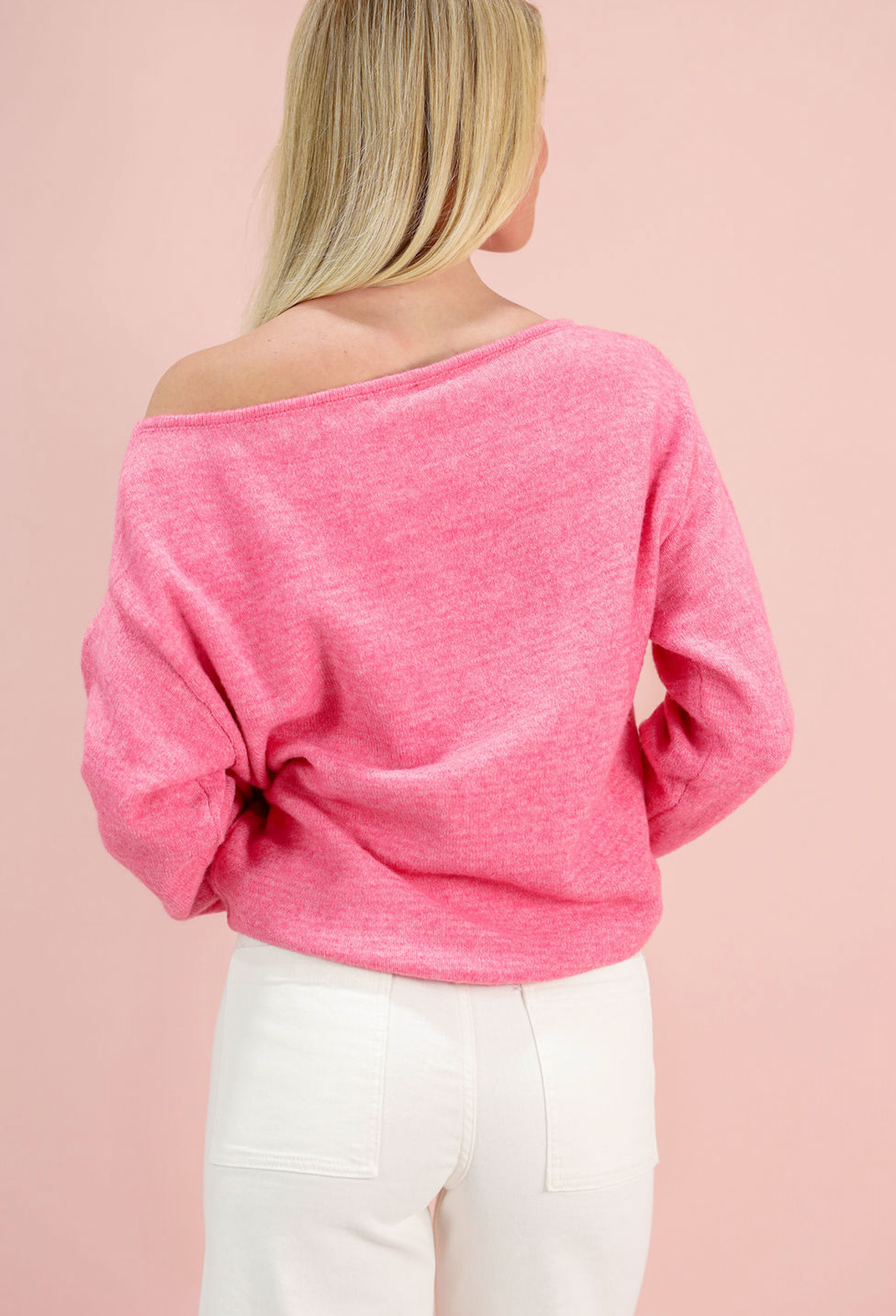 Off Shoulder Cozy Sweater Pink - Clothe Boutique