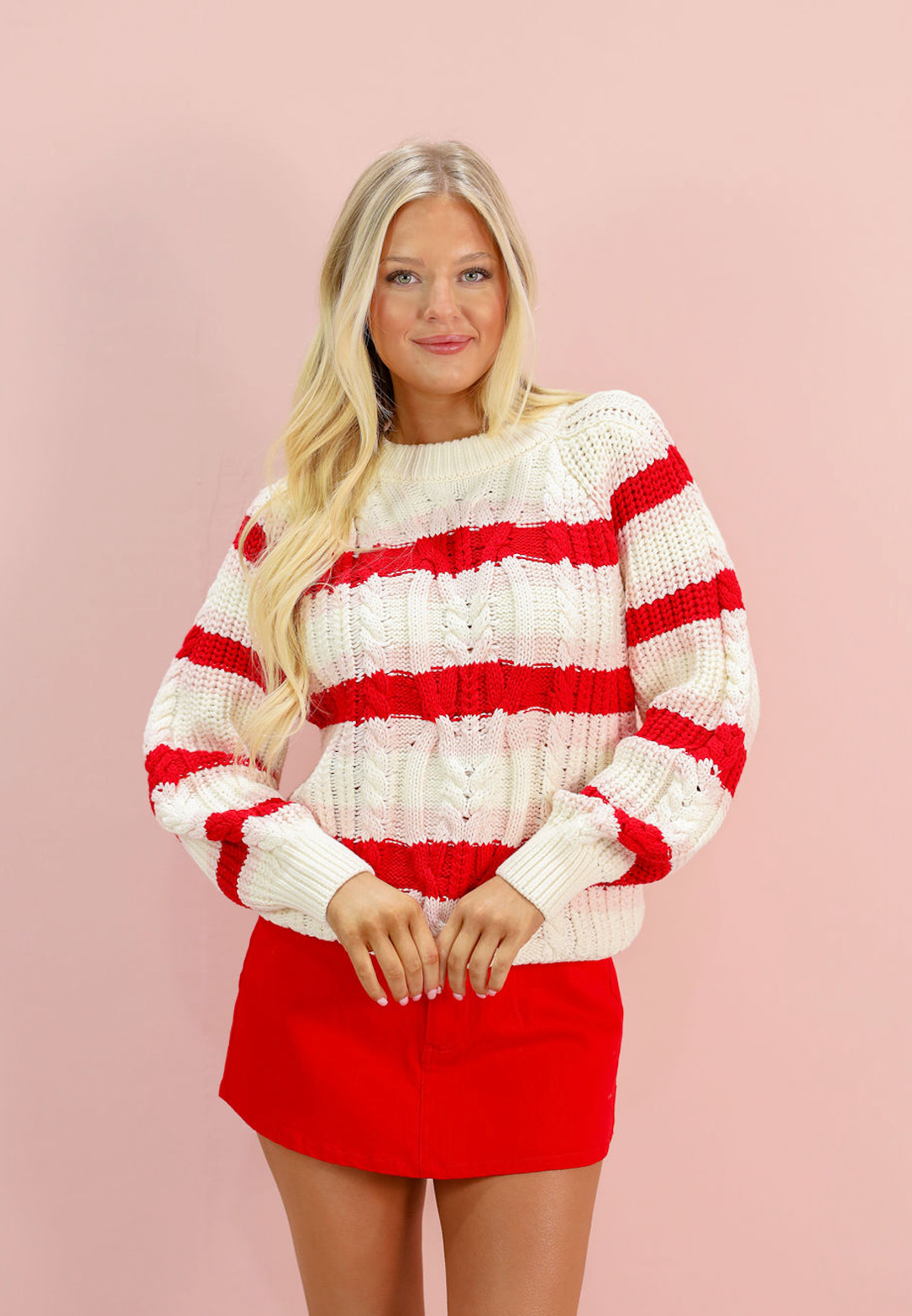 Myla Striped Cable Knit Sweater - Clothe Boutique
