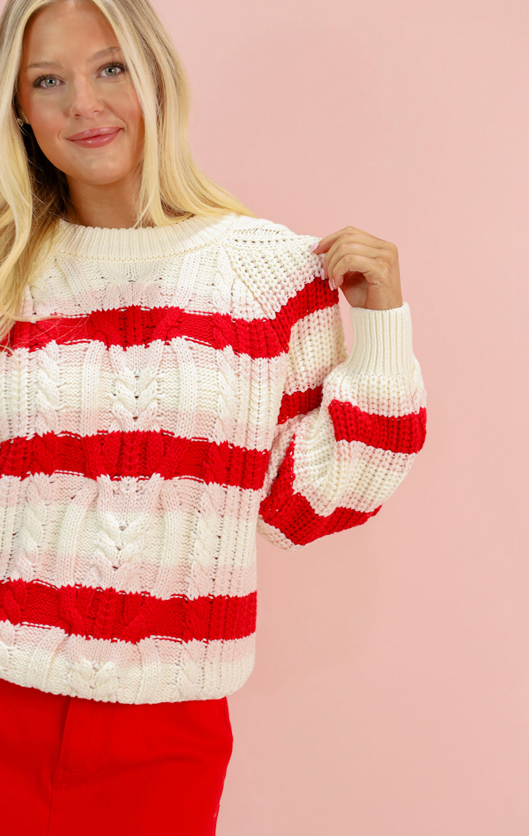 Myla Striped Cable Knit Sweater - Clothe Boutique