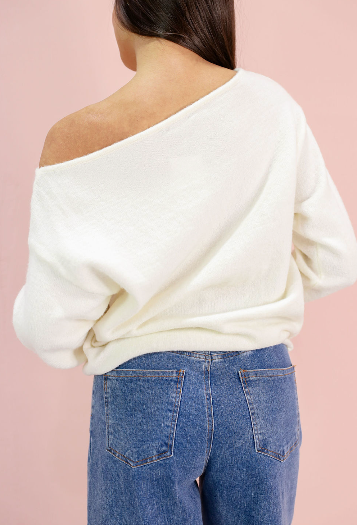 Off Shoulder Cozy Sweater White - Clothe Boutique