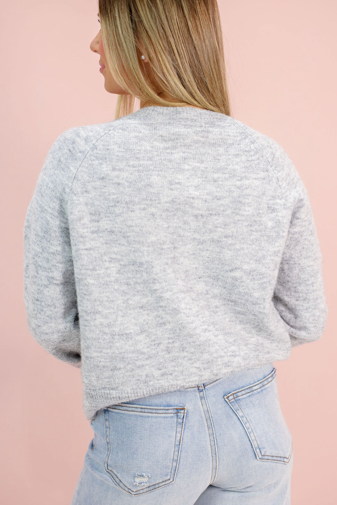 Multi Color Heart Button Cardigan Grey - Clothe Boutique