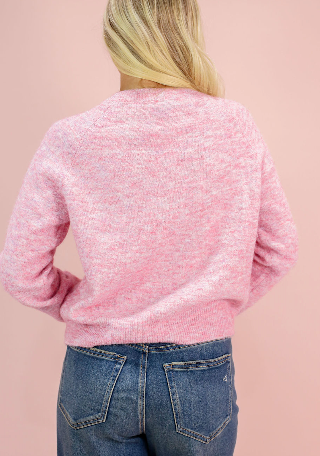 Multi Color Heart Button Cardigan Pink - Clothe Boutique