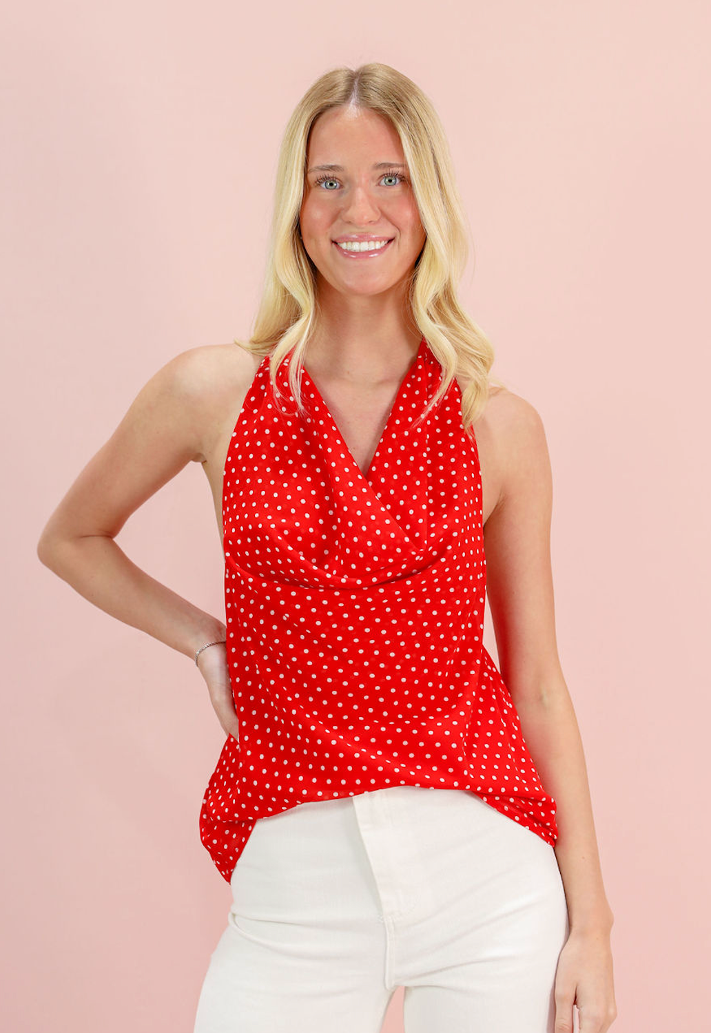 Polka Dot Halter Top Red - Clothe Boutique