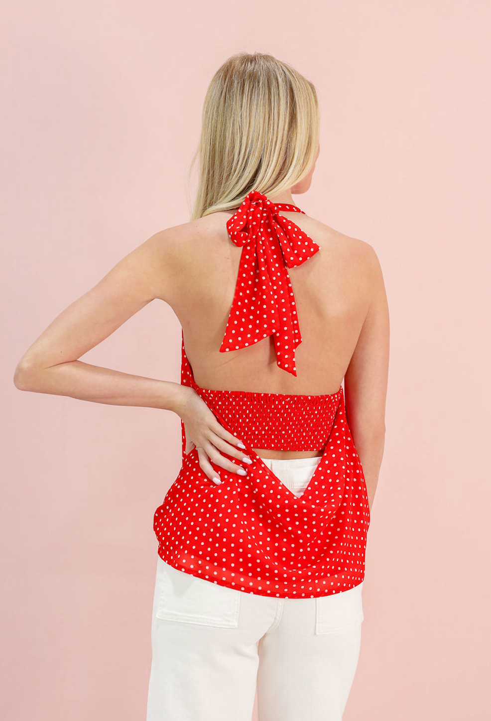Polka Dot Halter Top Red - Clothe Boutique
