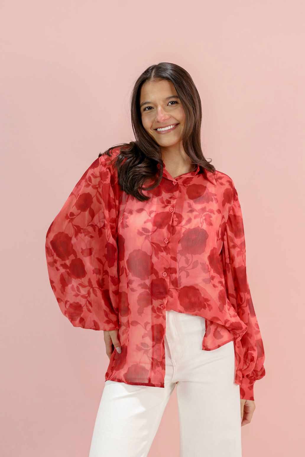 Vivian Sheer Floral Blouse - Clothe Boutique