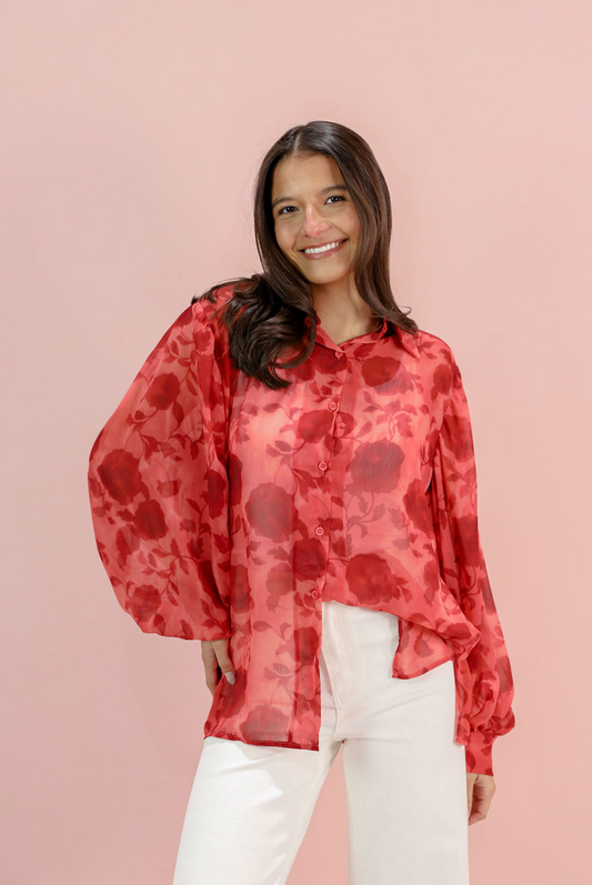 Vivian Sheer Floral Blouse - Clothe Boutique