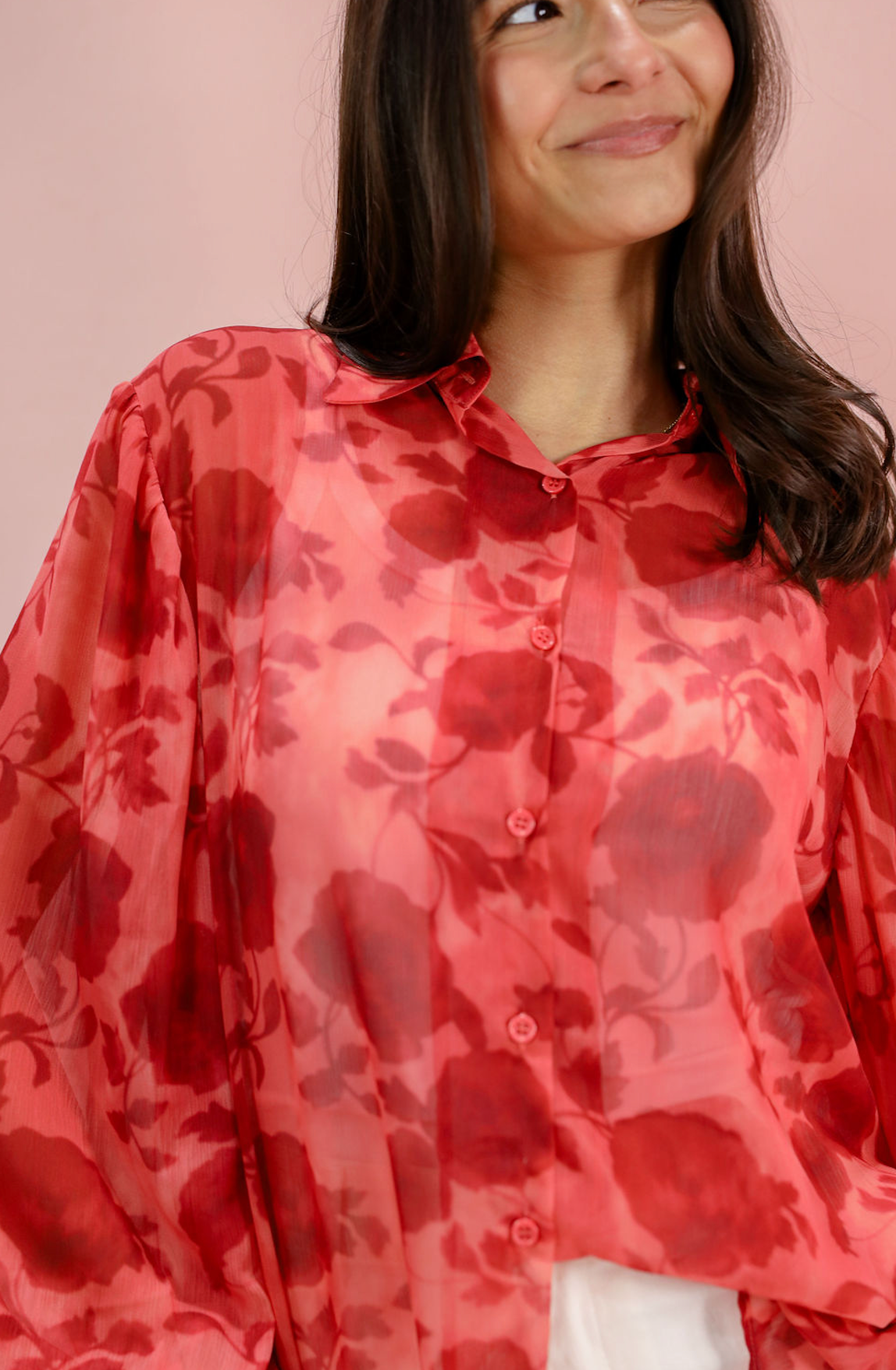 Vivian Sheer Floral Blouse - Clothe Boutique