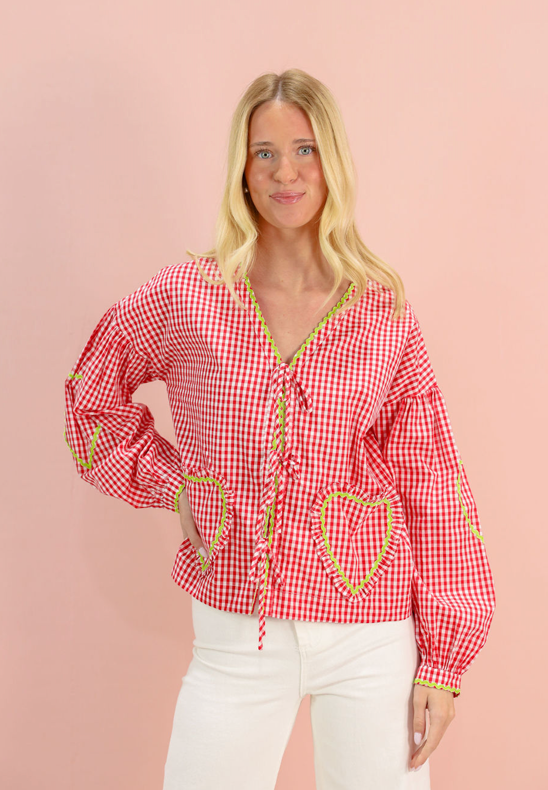 Novelty Ricrac Heart Blouse - Clothe Boutique