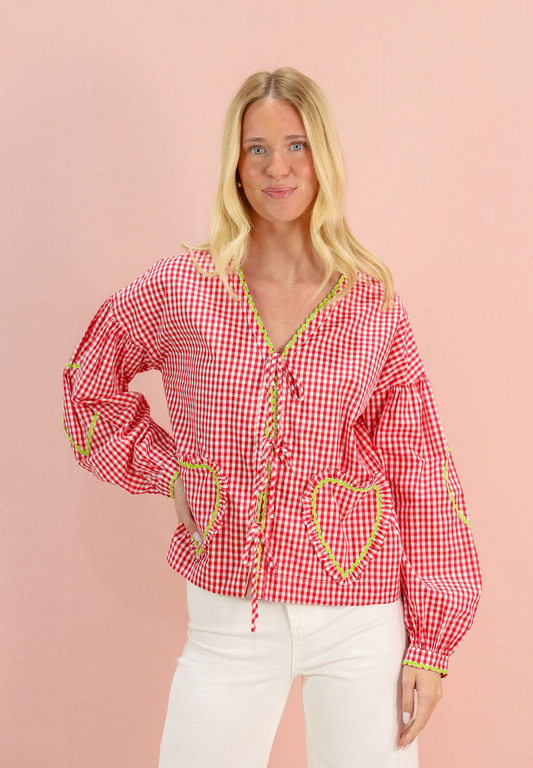 Novelty Ricrac Heart Blouse - Clothe Boutique