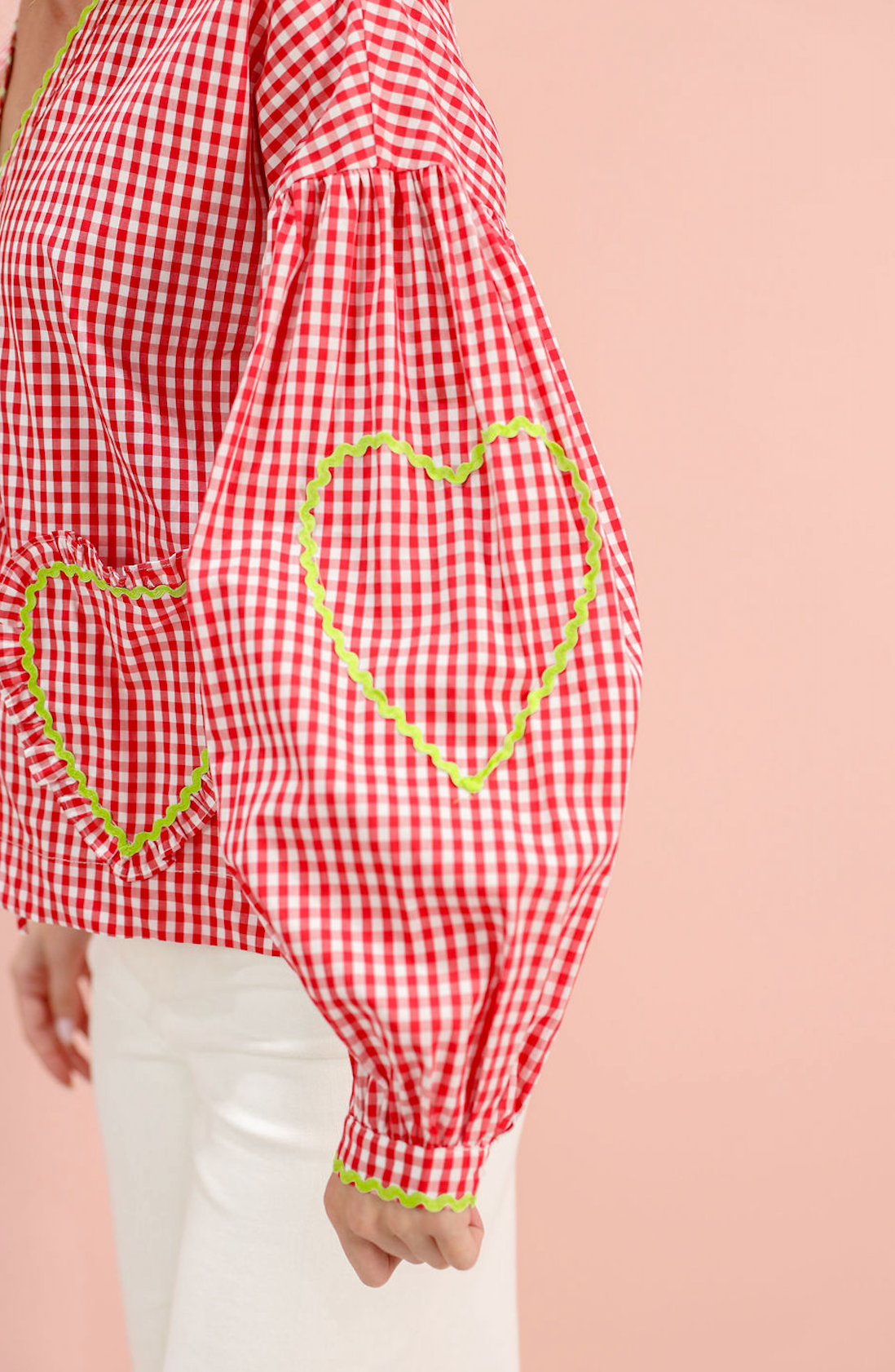 Novelty Ricrac Heart Blouse - Clothe Boutique