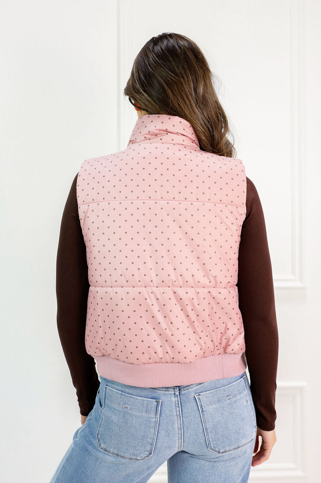 Pink Polka Dot Puffer Vest