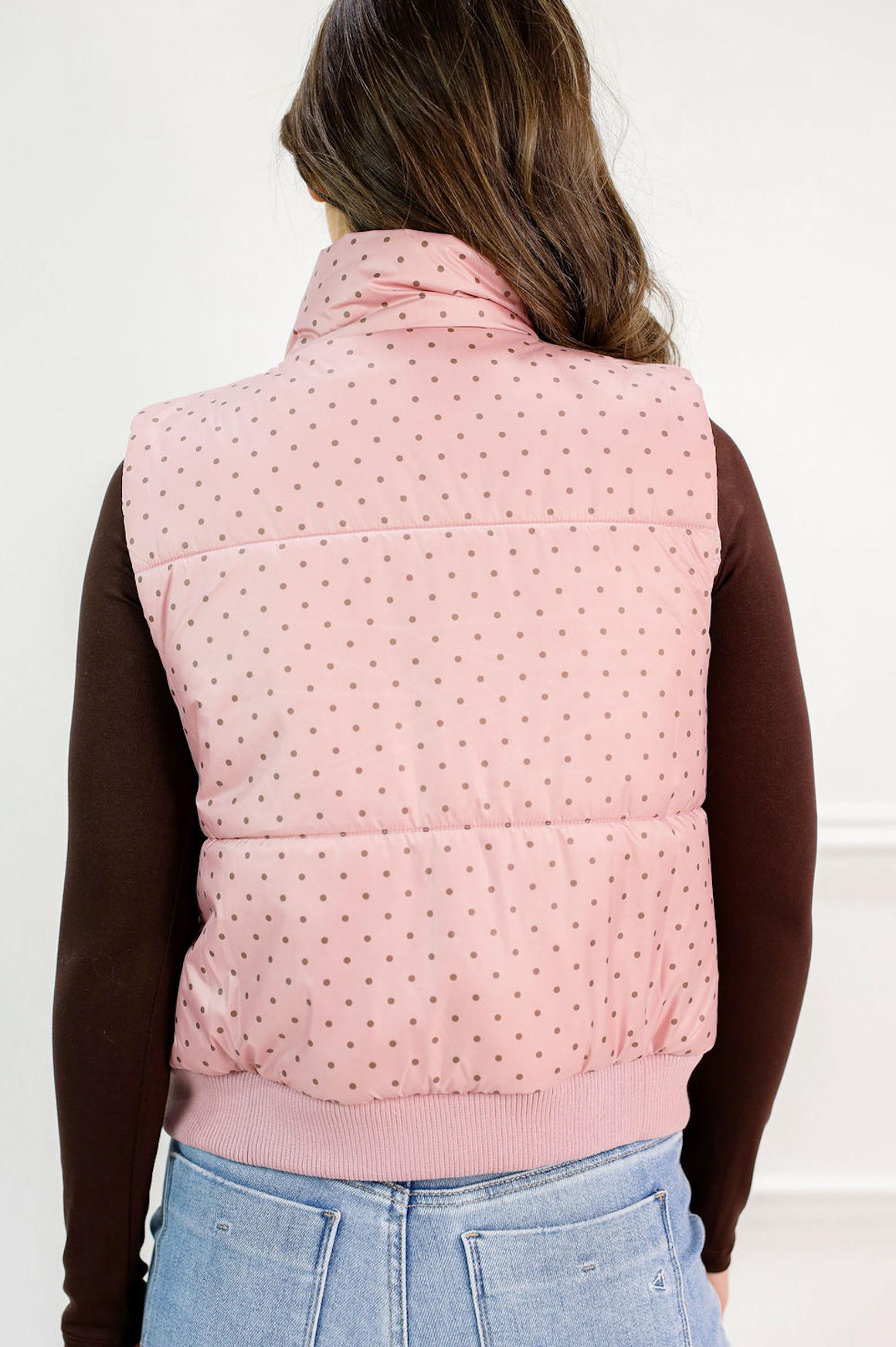 Pink Polka Dot Puffer Vest