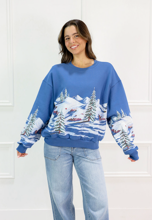 Alpine Ski Scene Crewneck - Clothe Boutique