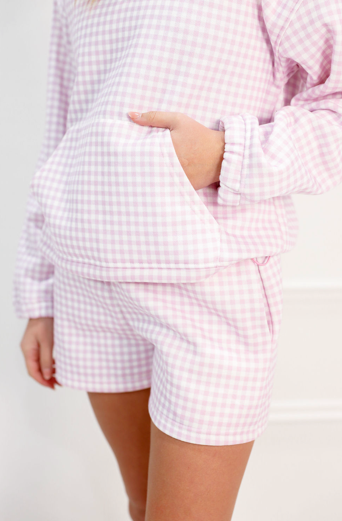 Gingham Lounge Shorts Set Of 2 Pink - Clothe Boutique