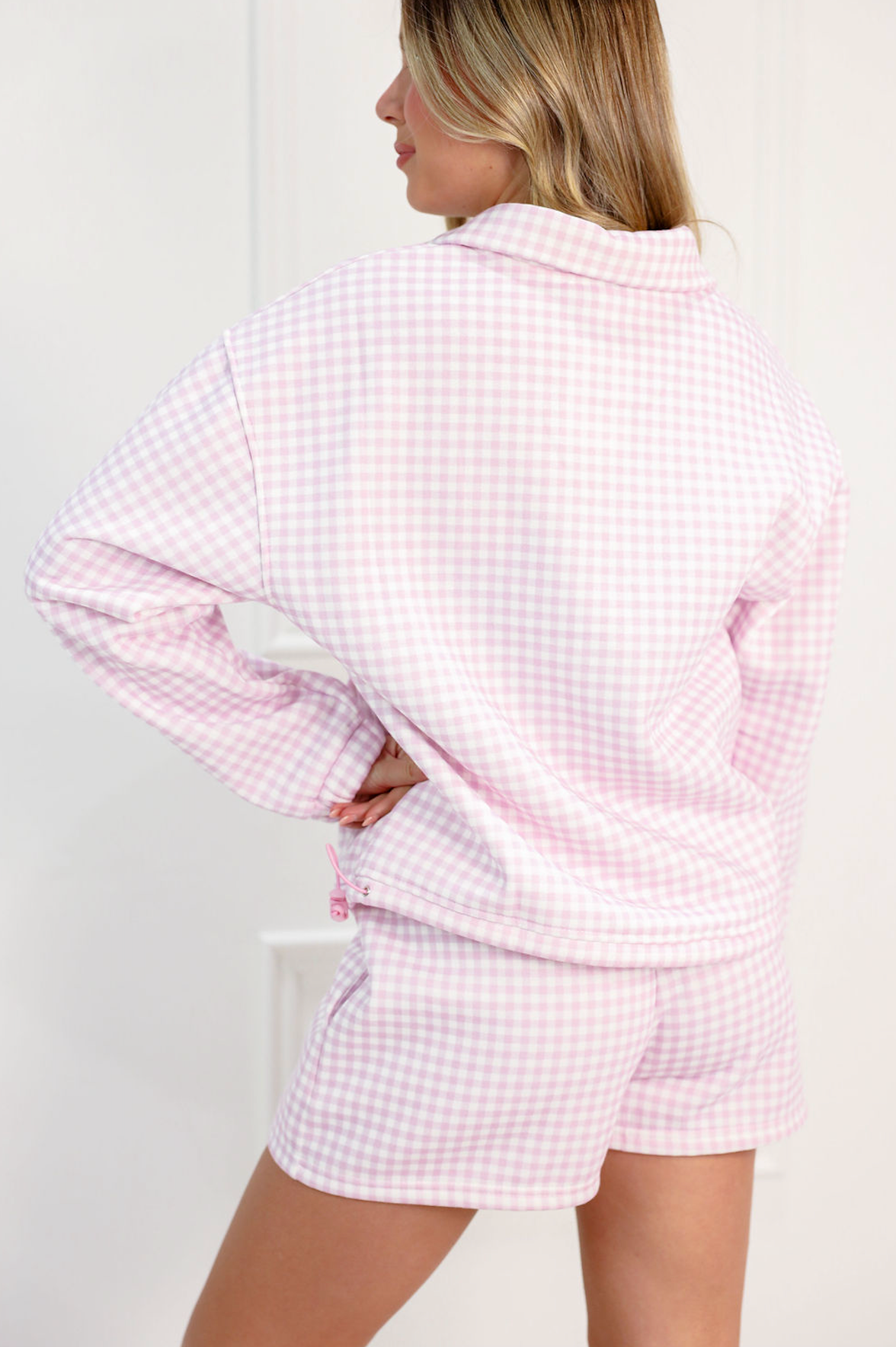 Gingham Lounge Shorts Set Of 2 Pink - Clothe Boutique