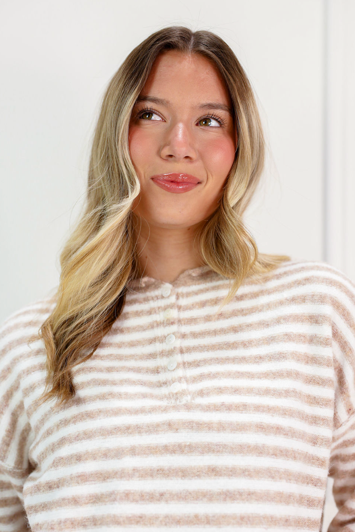 Striped Knit Sweater Oatmeal - Clothe Boutique