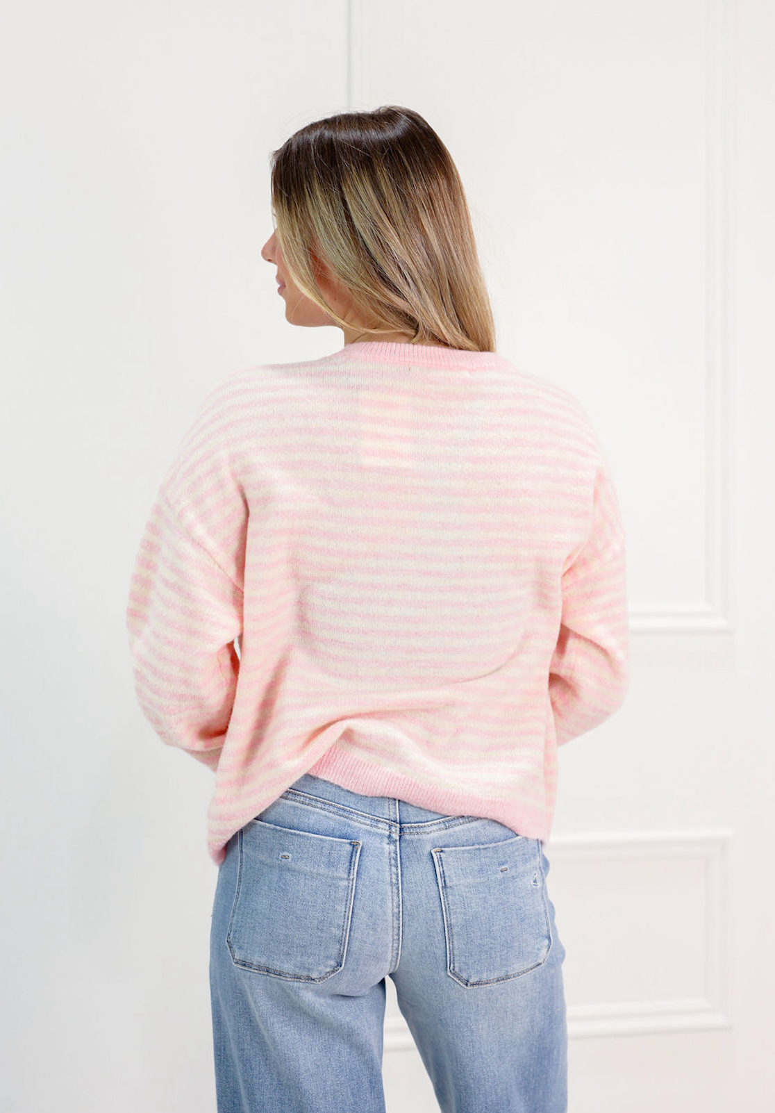 Haley Stripe Knit Top Pink - Clothe Boutique