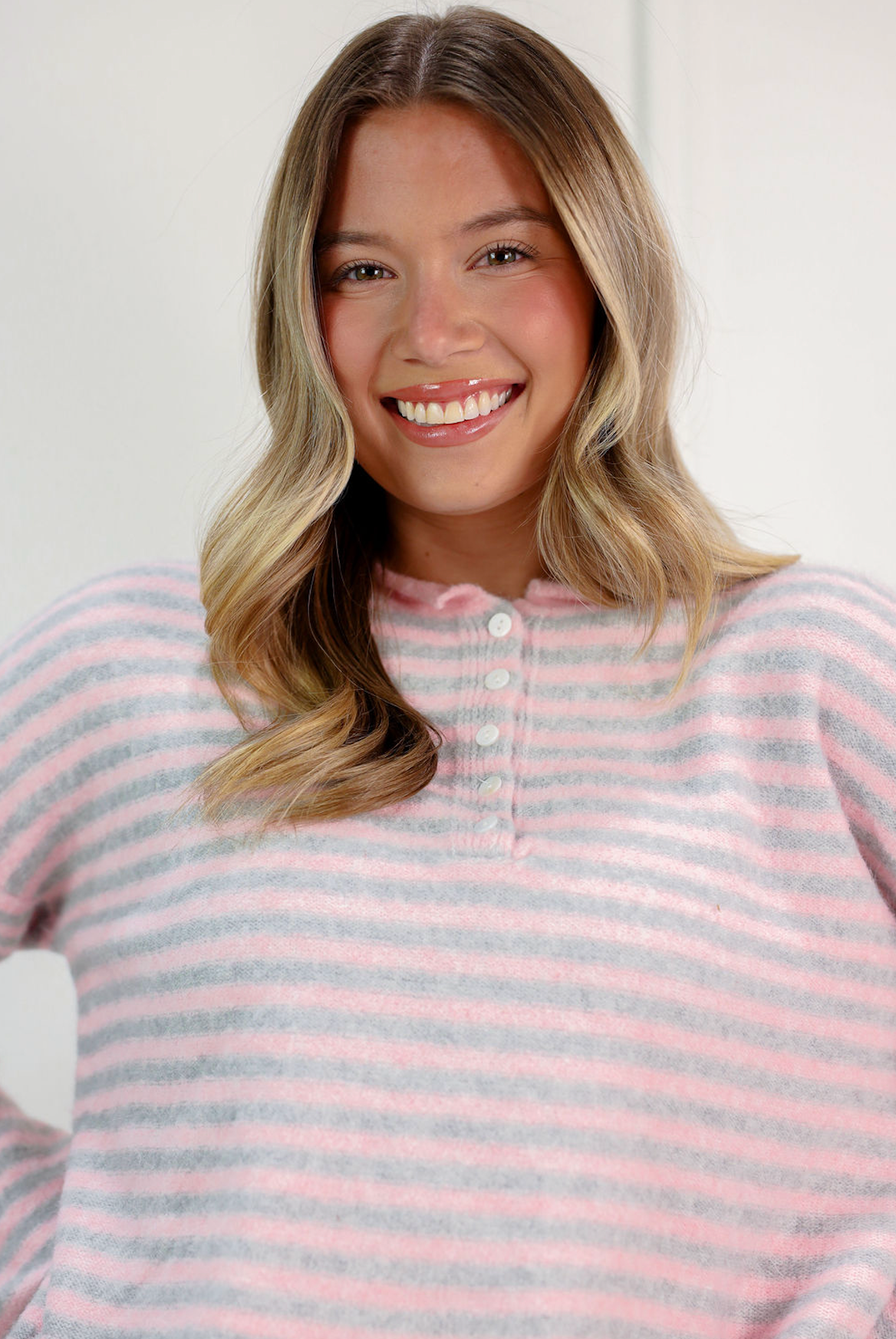 Striped Knit Sweater Pink - Clothe Boutique