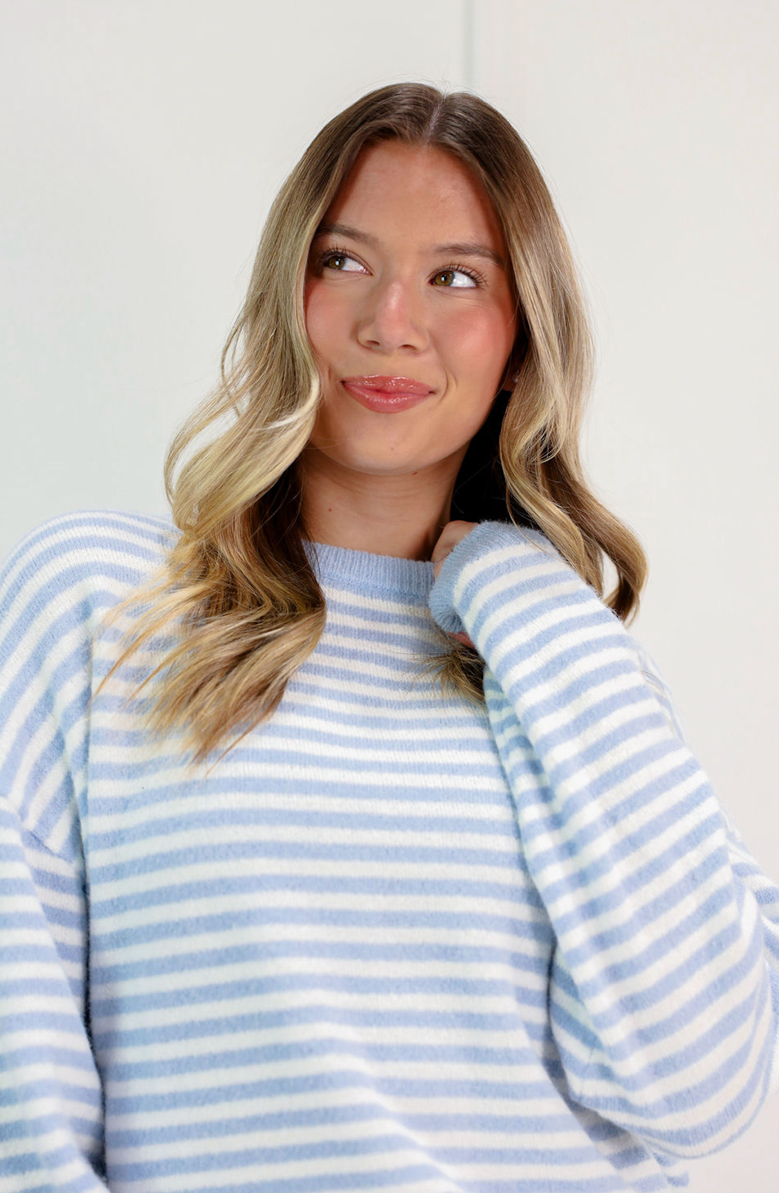 Haley Stripe Knit Top Blue - Clothe Boutique