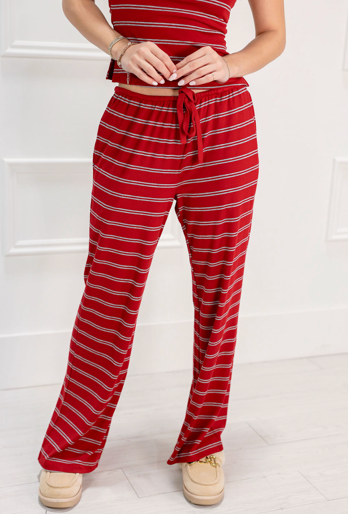 Red Stripe Pants & Tube Top Set of 2 - Clothe Boutique