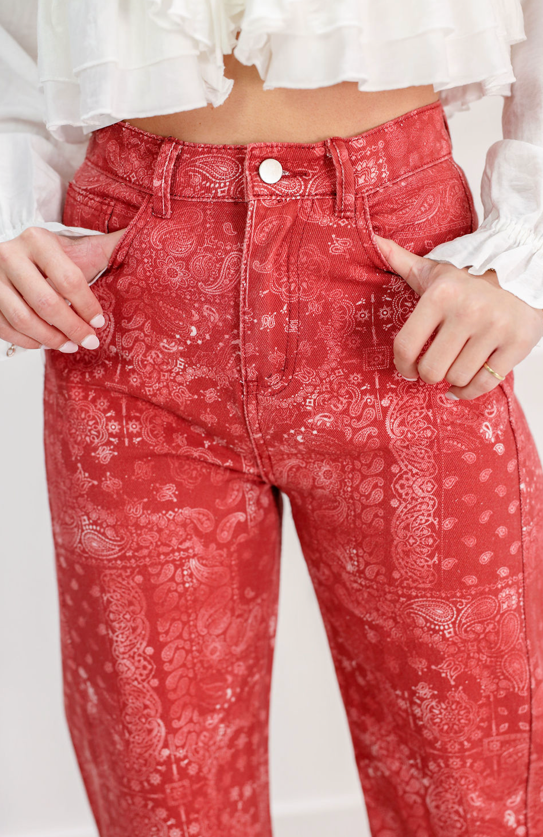 Washed Bandana Print Pants