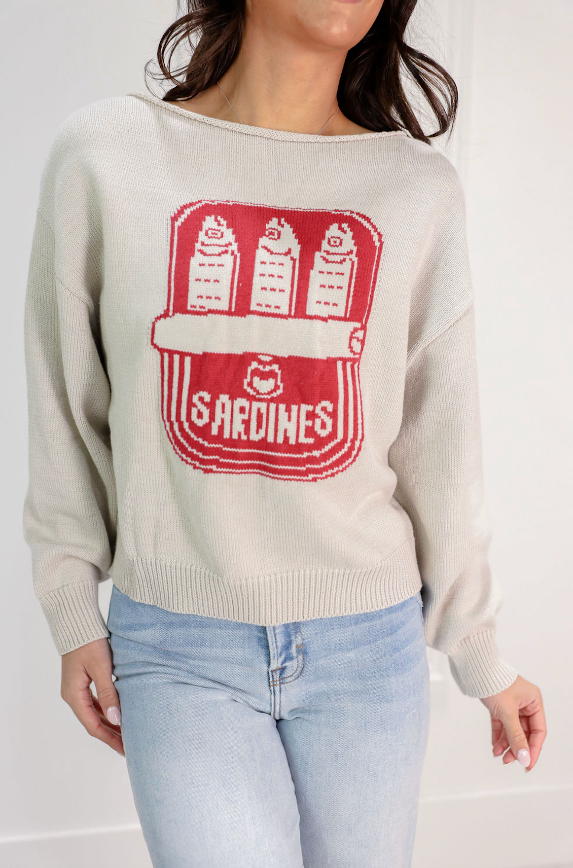 Boat Neck Fish Sweater Top - Clothe Boutique