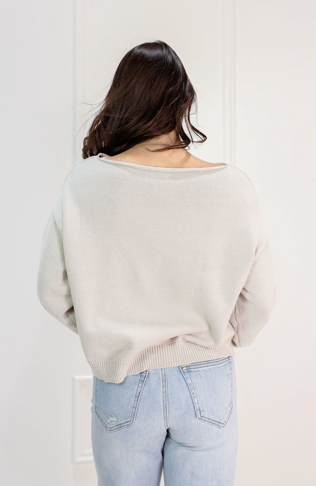 Boat Neck Fish Sweater Top - Clothe Boutique
