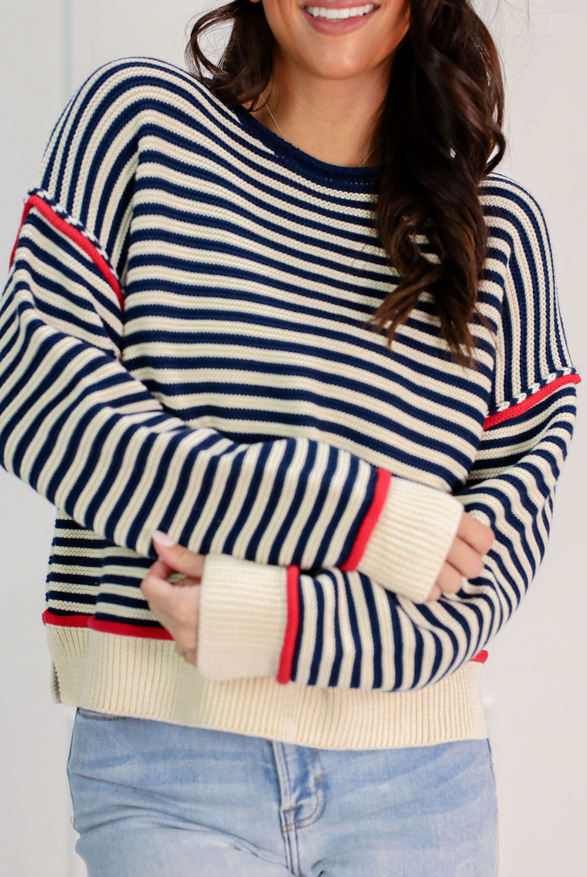 Navy Striped Roll-Neck Sweater - Clothe Boutique