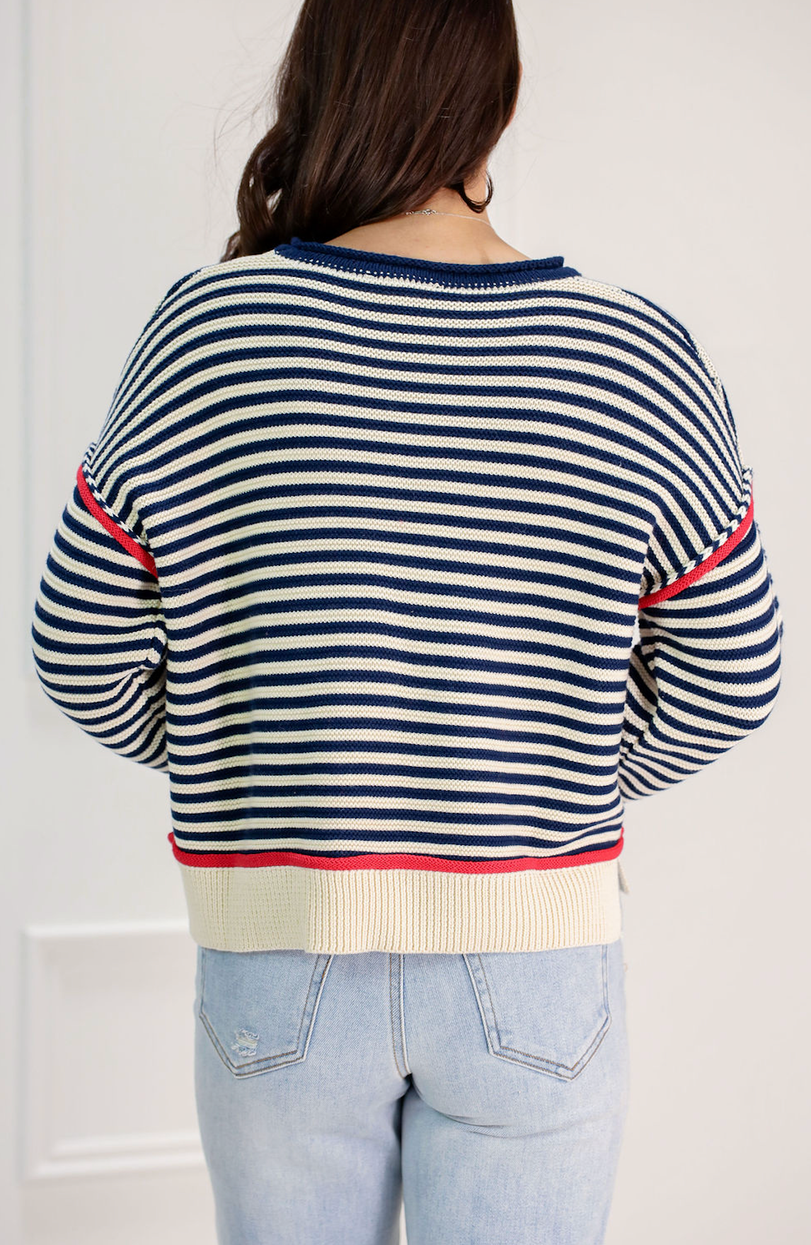 Navy Striped Roll-Neck Sweater - Clothe Boutique