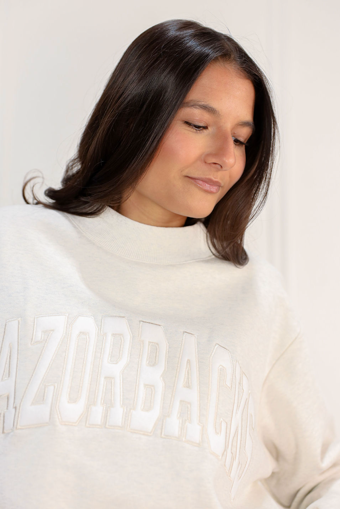 Razorback Embroidered Sweatshirt Oatmilk Grey - Clothe Boutique