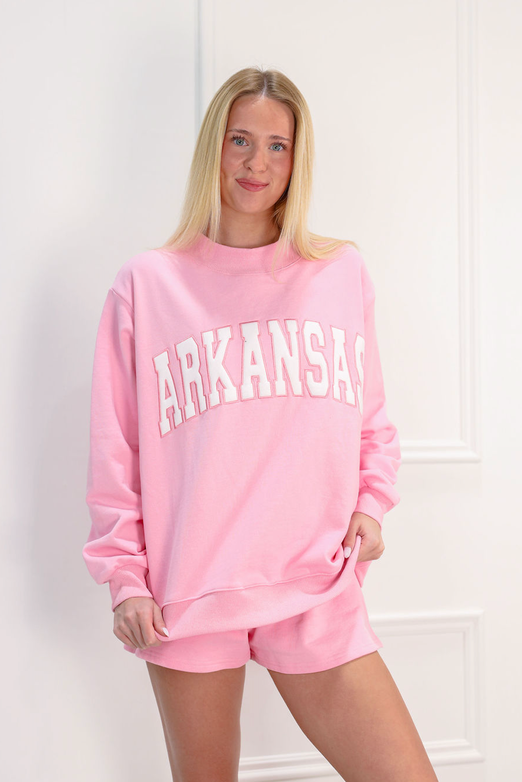 Arkansas Embroidered Sweatshirt Lottie Pink - Clothe Boutique