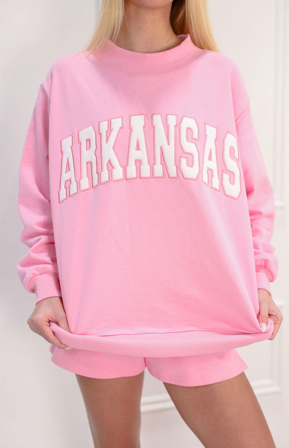 Arkansas Embroidered Sweatshirt Lottie Pink - Clothe Boutique