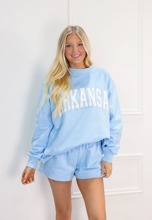 Arkansas Embroidered Sweatshirt Berry Blue - Clothe Boutique
