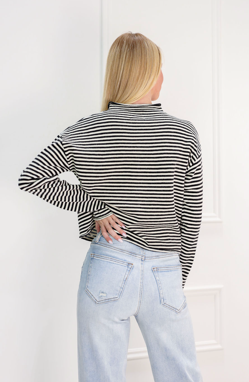 Elisa Stripe Cardigan Black - Clothe Boutique