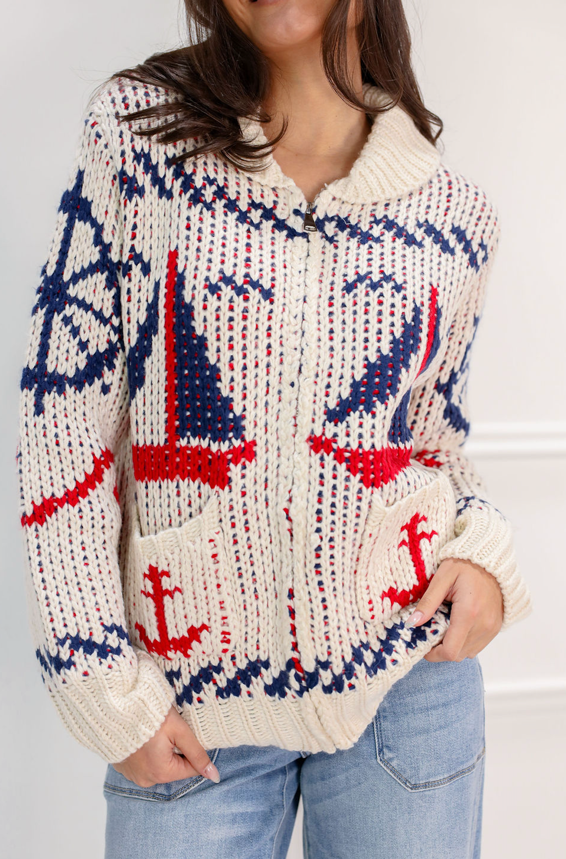 Sailboats Knit Cardigan - Clothe Boutique
