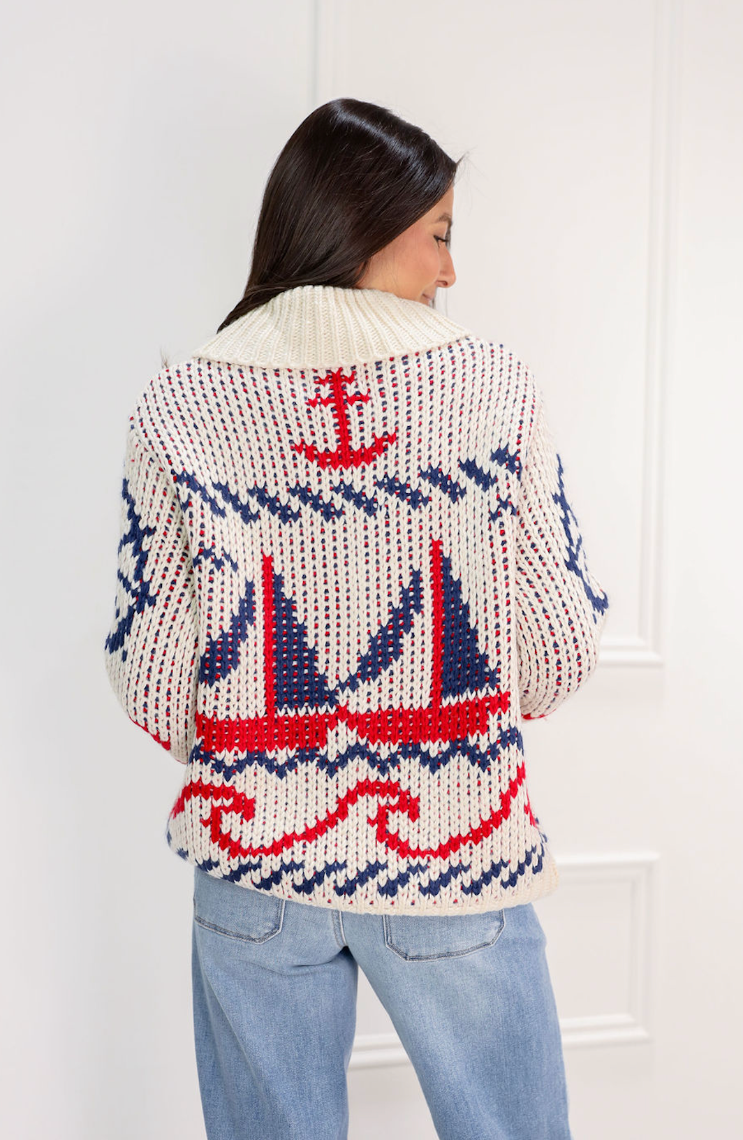 Sailboats Knit Cardigan - Clothe Boutique