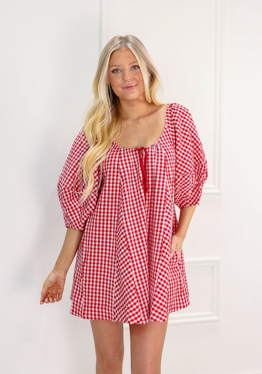 Red Gingham Romper - Clothe Boutique