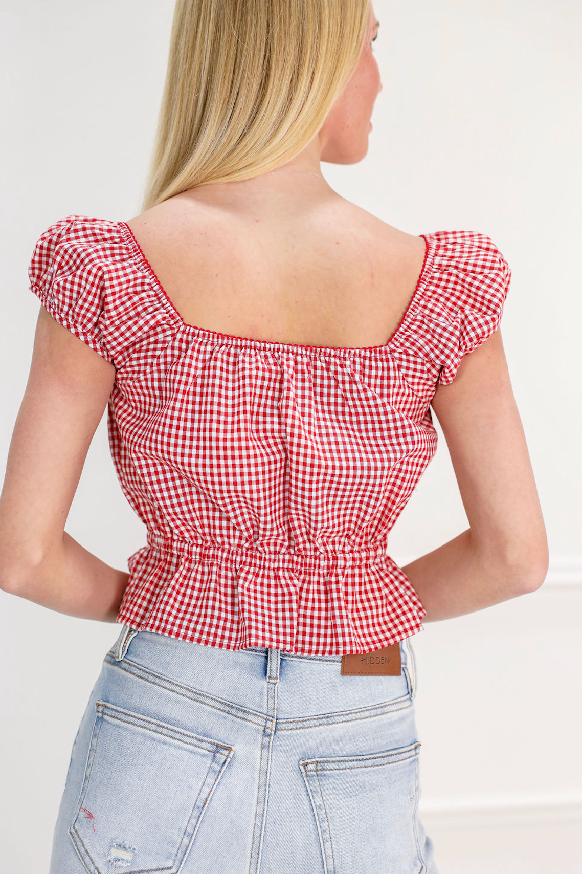 Melody Red Gingham Top - Clothe Boutique