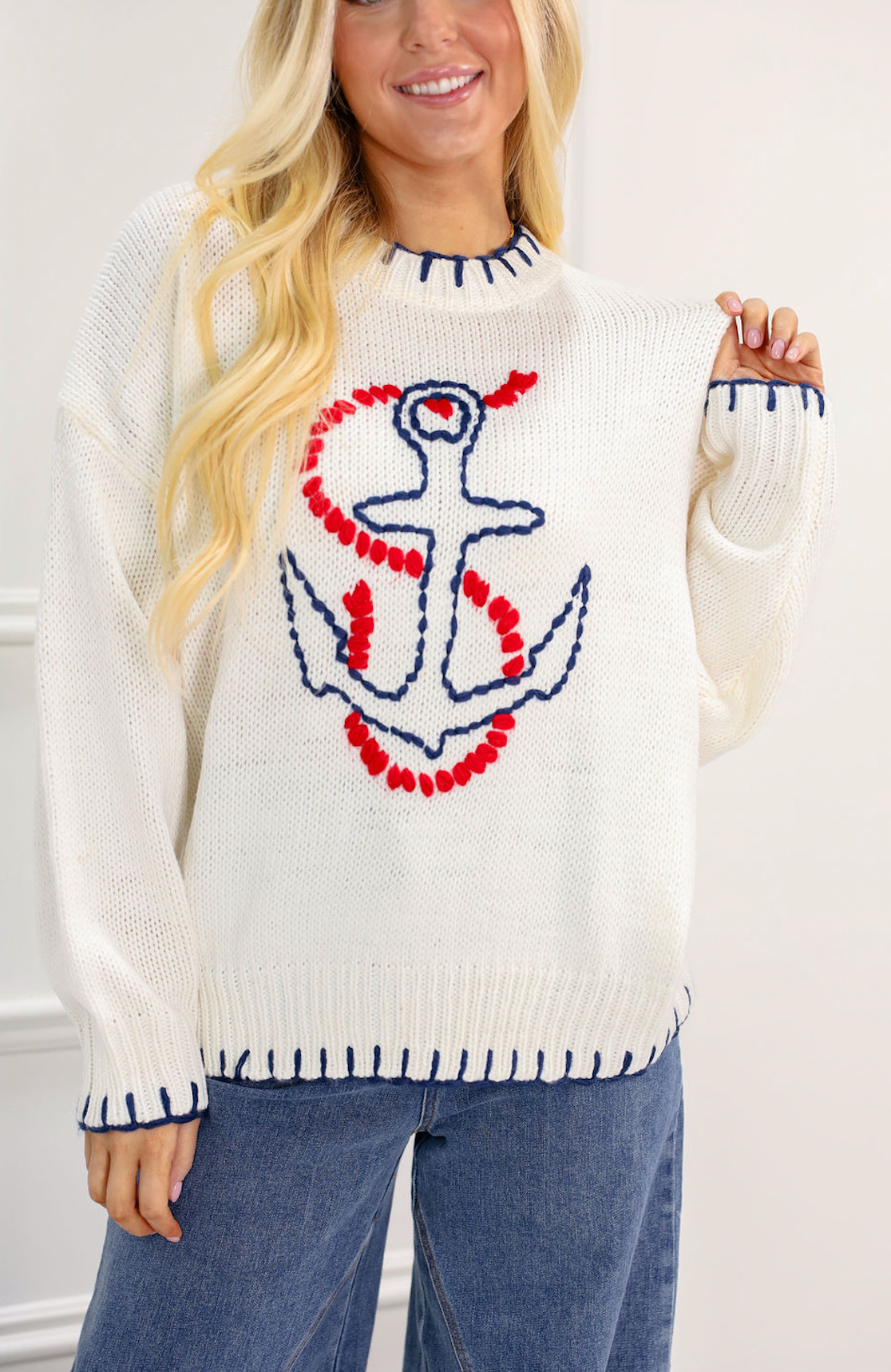 Anchor Knit Sweater White